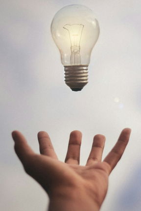 person catching light bulb